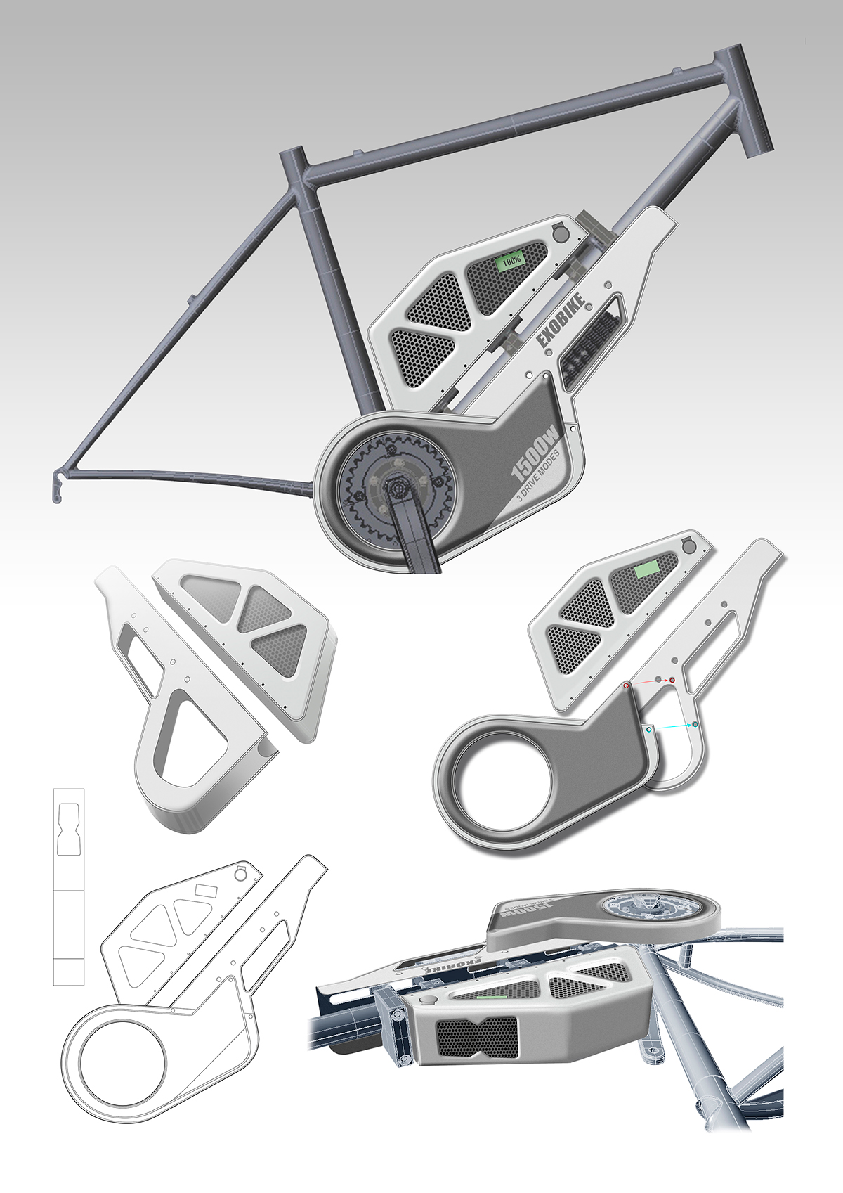 industrial design，vehicle，Electric bicycle accessories，Electric Bike，