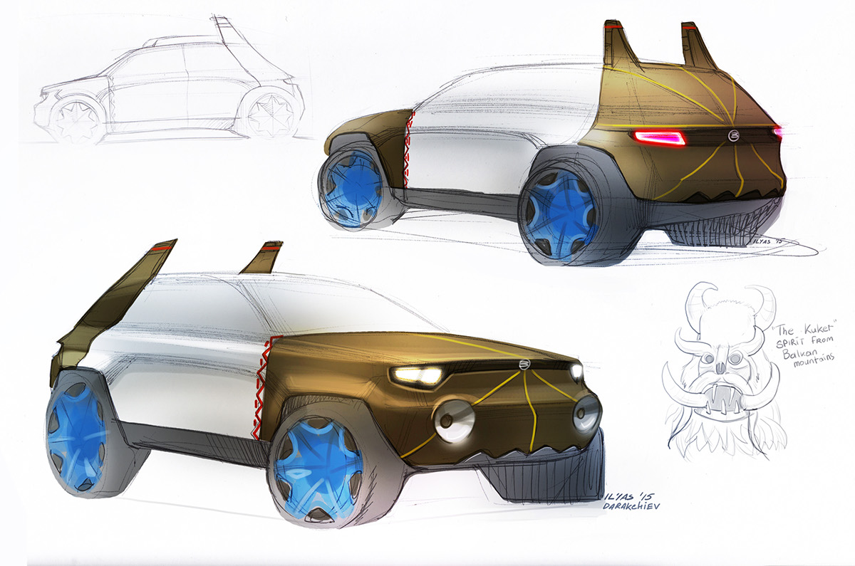 Hand drawn，draft，Ilyasdarakchiev，automobile，Design，