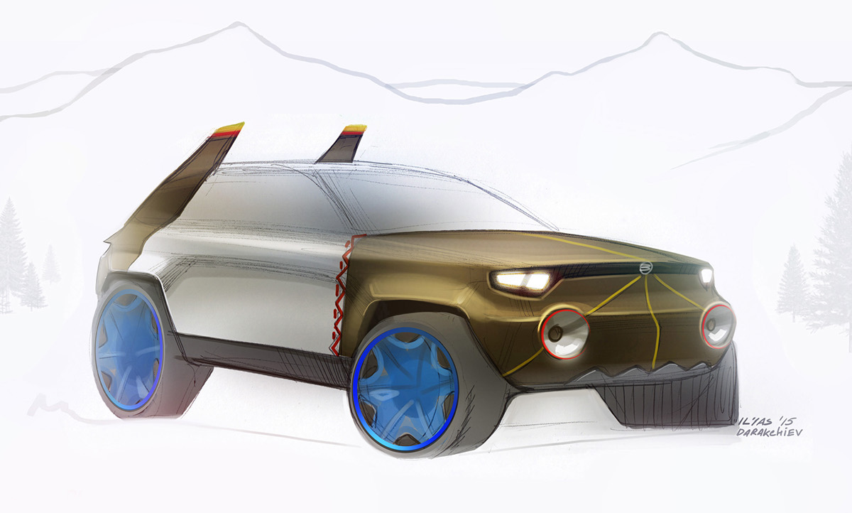 Hand drawn，draft，Ilyasdarakchiev，automobile，Design，