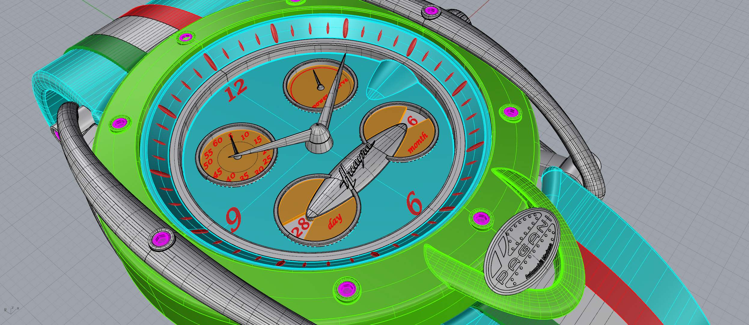 pagani ，Wrist watch，Rhinoceros 5.0，keyshot，