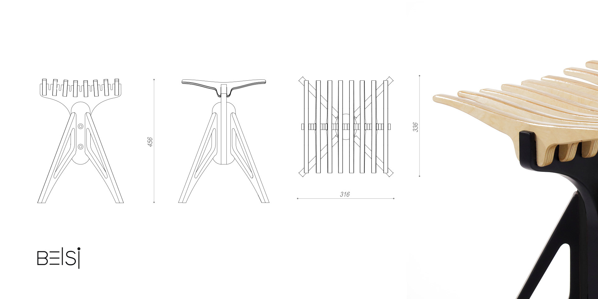 BELSI，chair，bar counter，bionics，