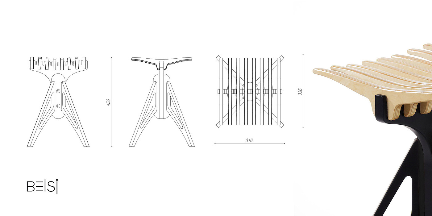 BELSI，chair，bar counter，bionics，