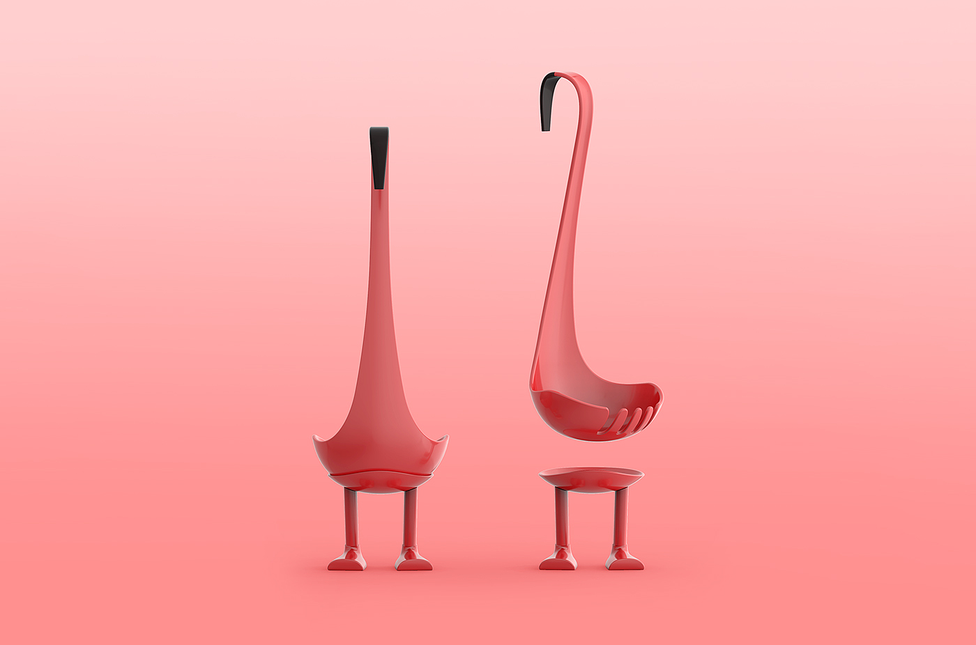 Spoon design，Commodity redesign，Tableware design，Bionics Design ，Water monster，bird，chicken，Magic，