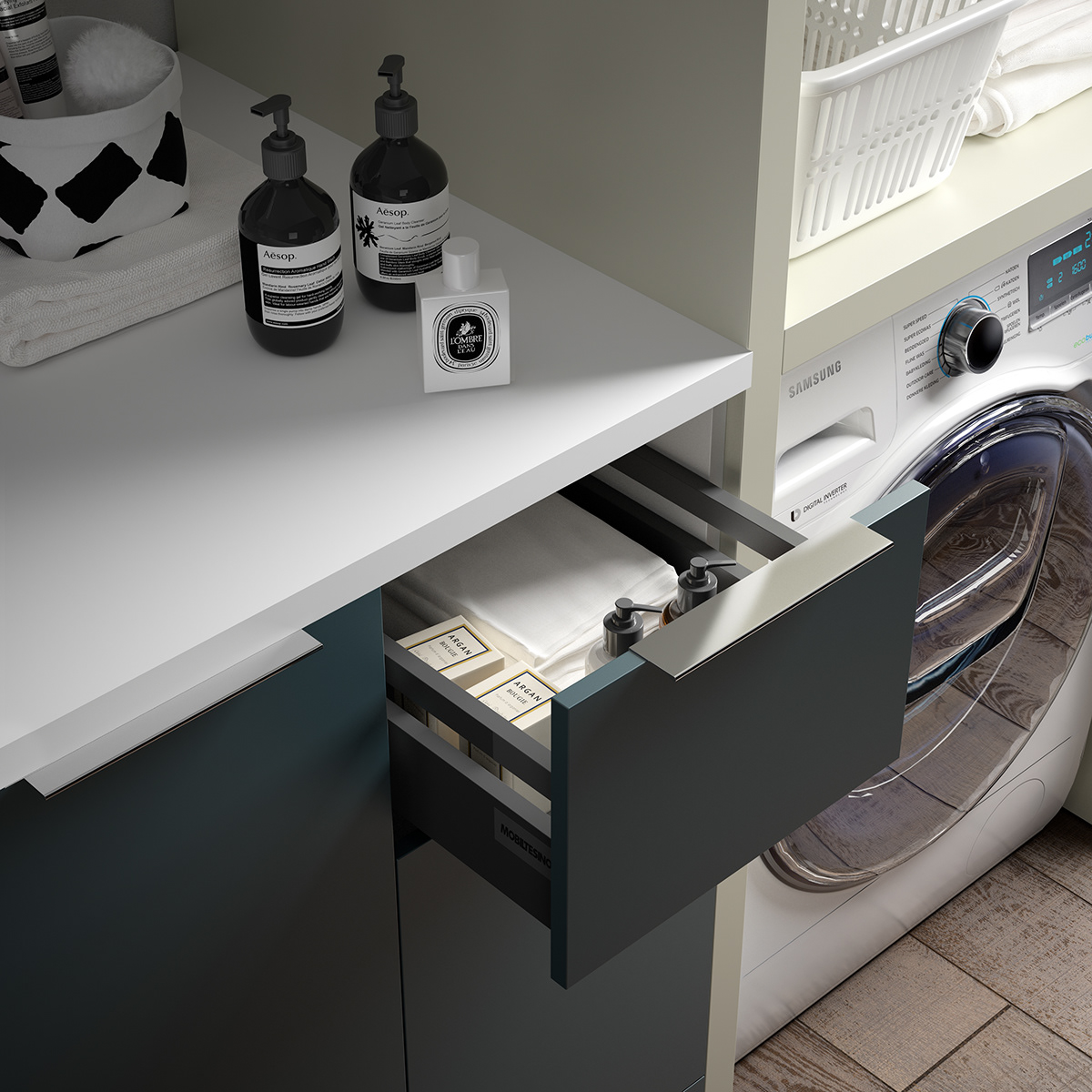 Interior design，laundry，Shower Room，Mobiltesino，