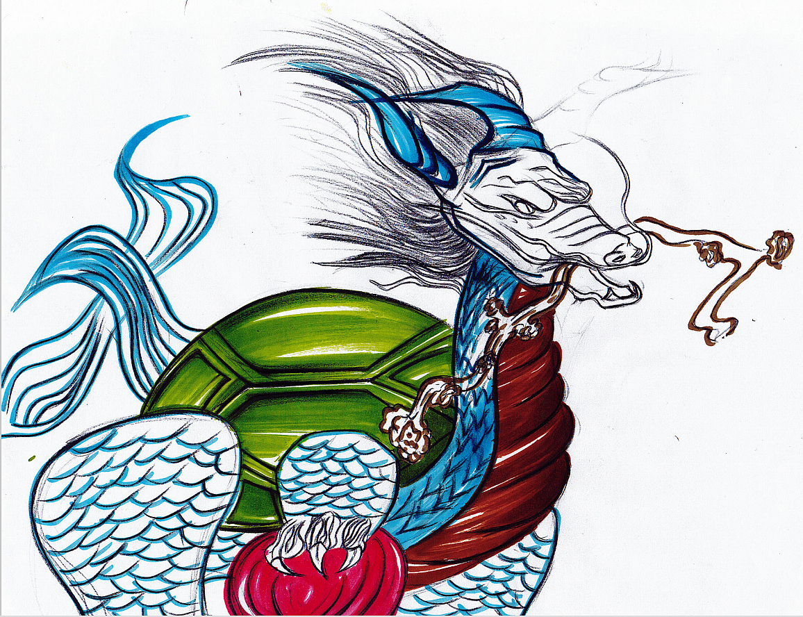 The dragon's head, turtle's back and dragon's body, good load-bearing.，