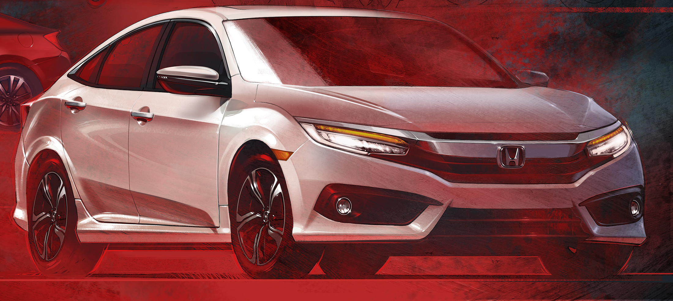 Automobile design，Honda，Hand drawn，