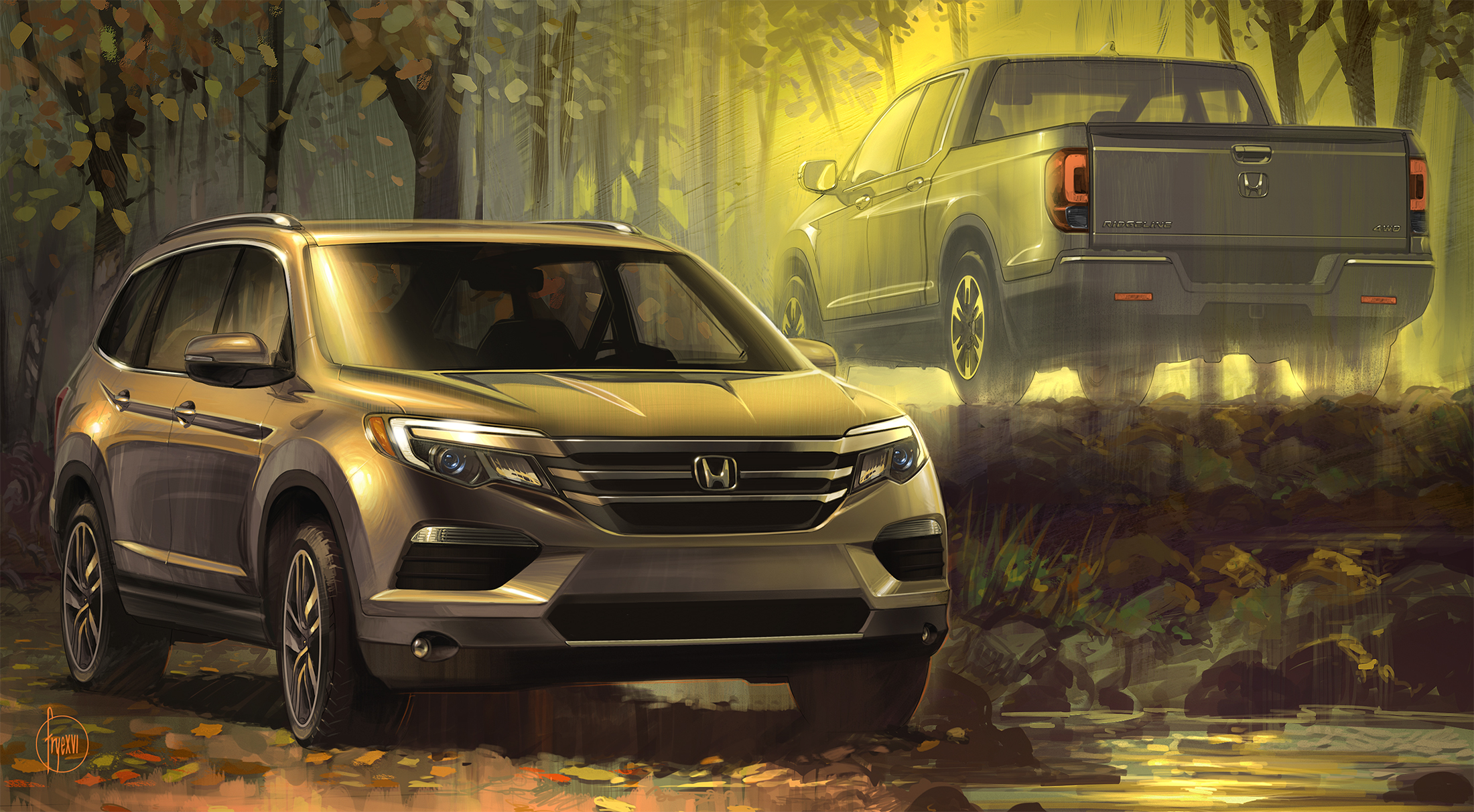 Automobile design，Honda，Hand drawn，