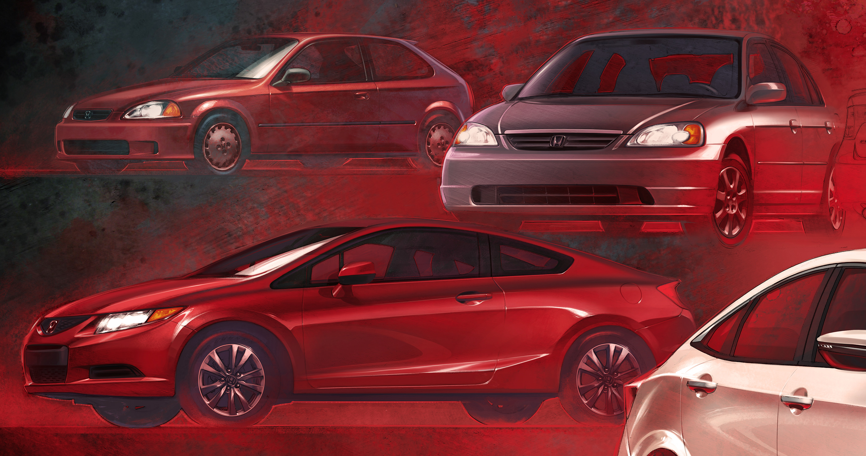 Automobile design，Honda，Hand drawn，