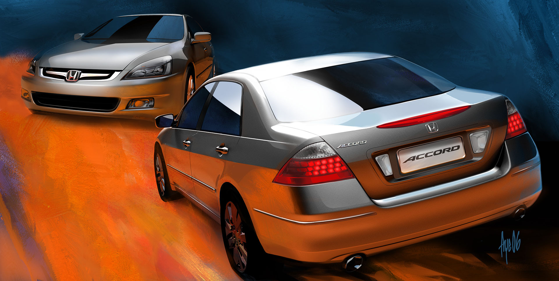 Automobile design，Honda，Hand drawn，