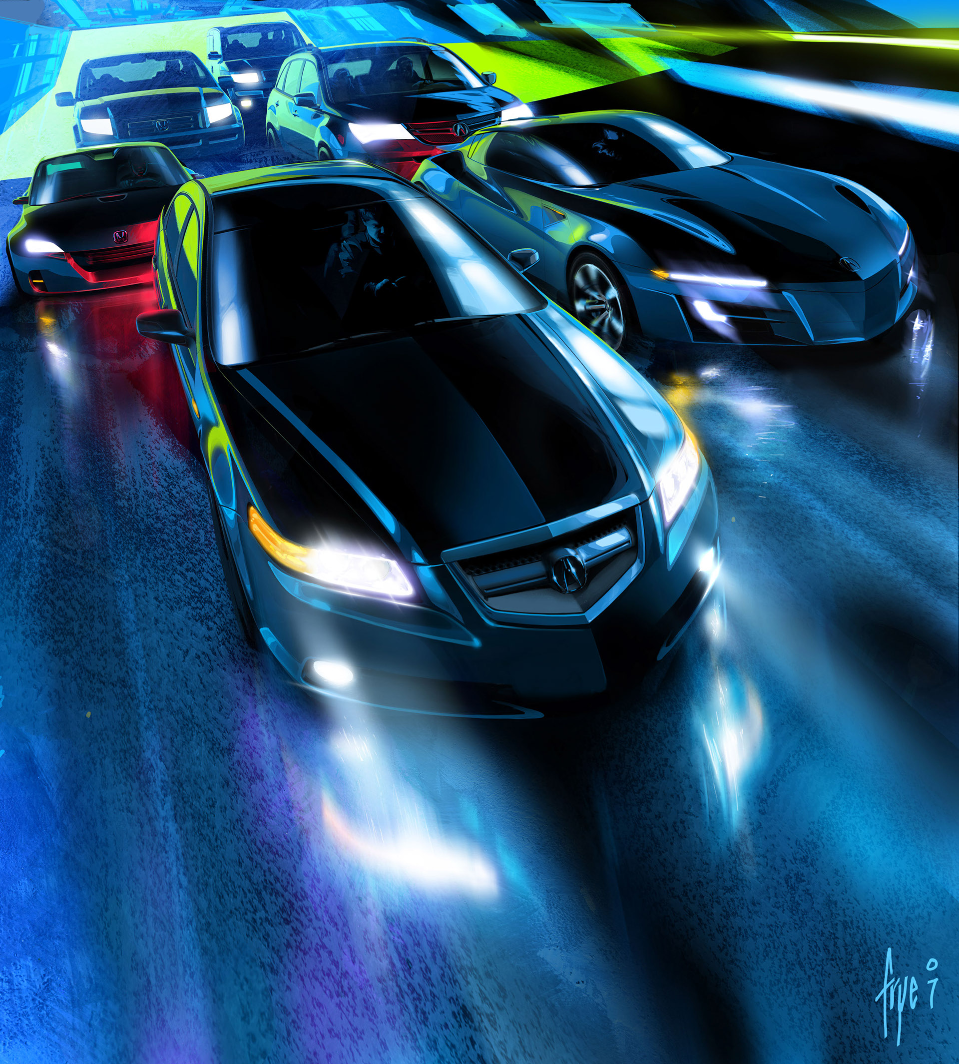 Automobile design，Honda，Hand drawn，