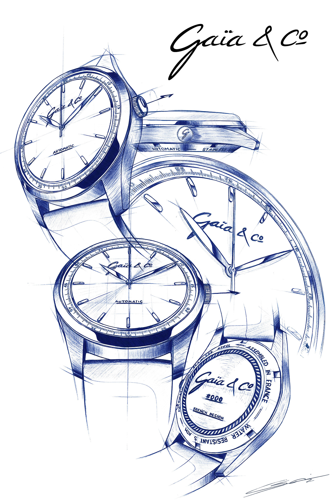 Gaia company，manuscript，clock dial，Wrist watch，