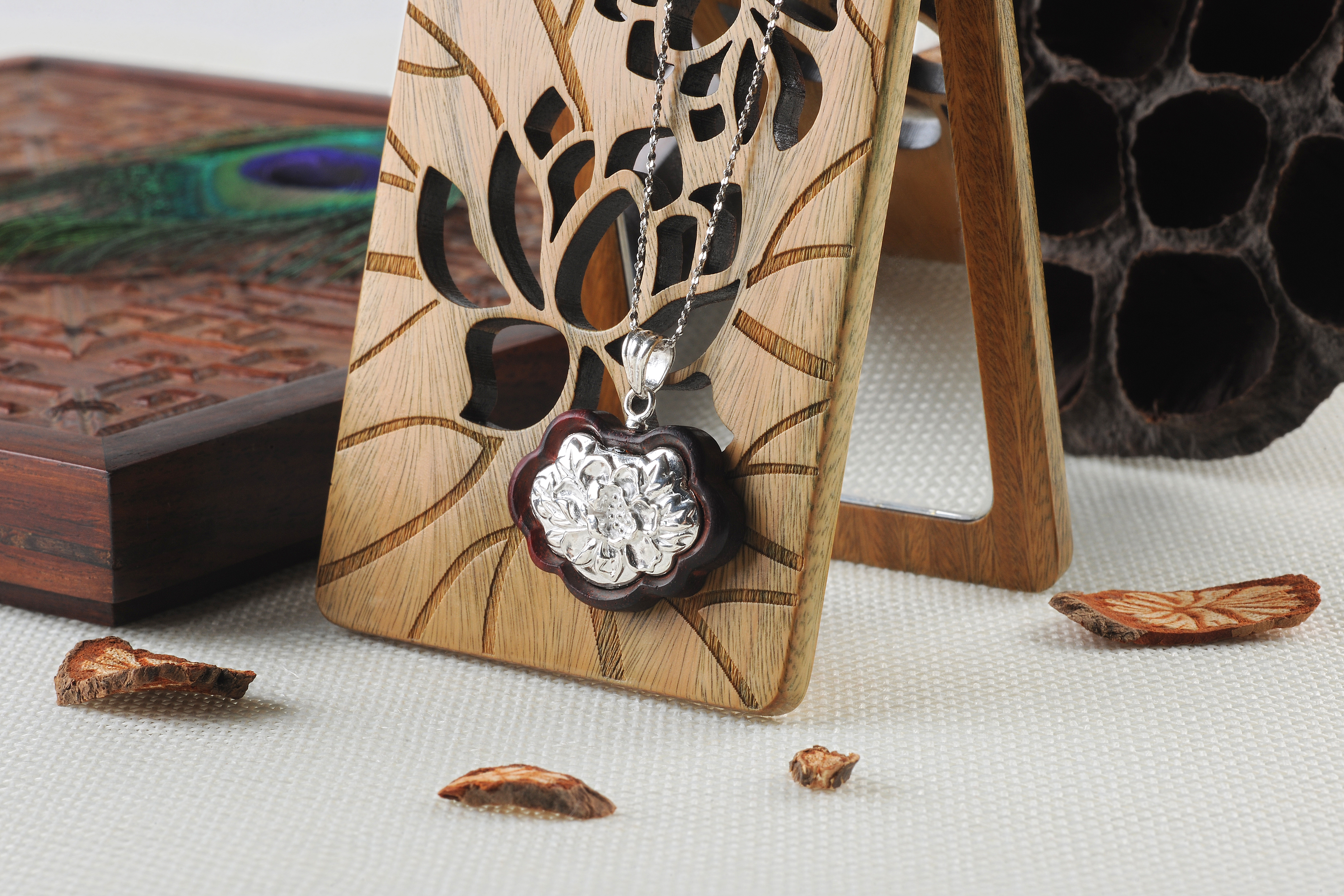 Silver ornaments，Mahogany，Craftsman，Pendant，Cultural creation，original，National style，New Chinese style，