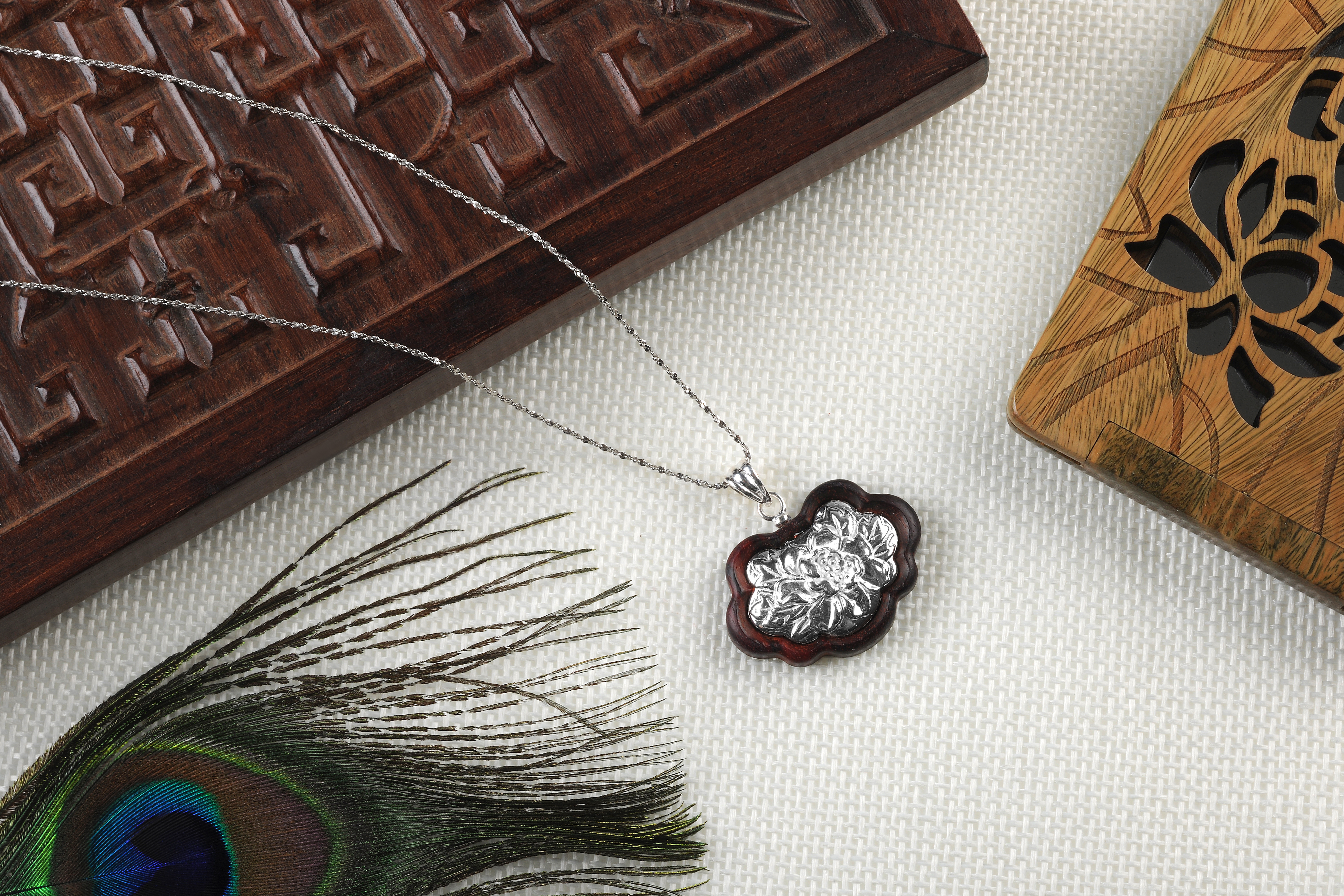 Silver ornaments，Mahogany，Craftsman，Pendant，Cultural creation，original，National style，New Chinese style，