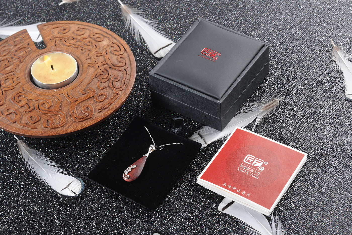 Pendant，New Chinese style，National style，original，Cultural creation，Craftsman，Mahogany，Silver ornaments，