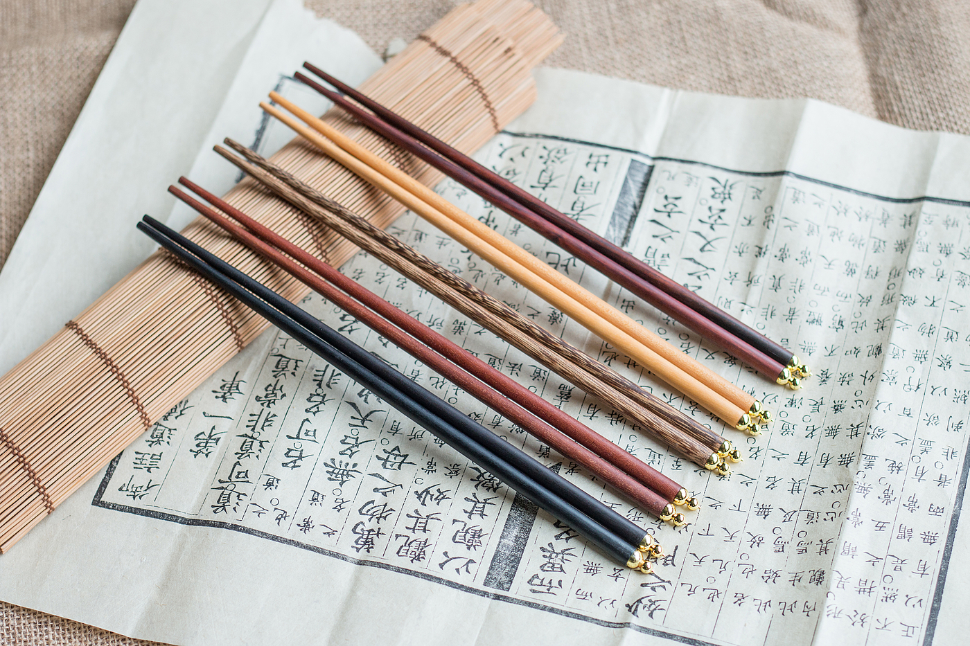 Mahogany，chopsticks，brass，