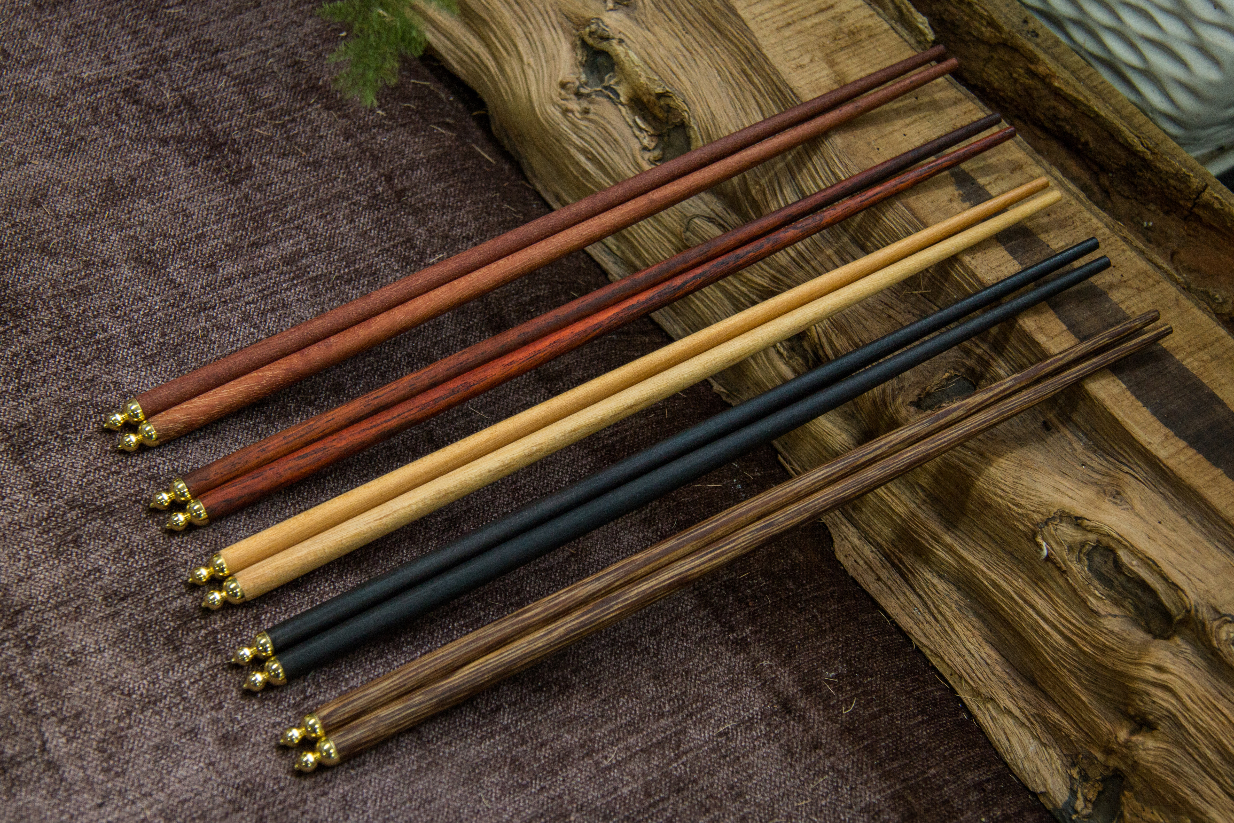 Mahogany，chopsticks，brass，