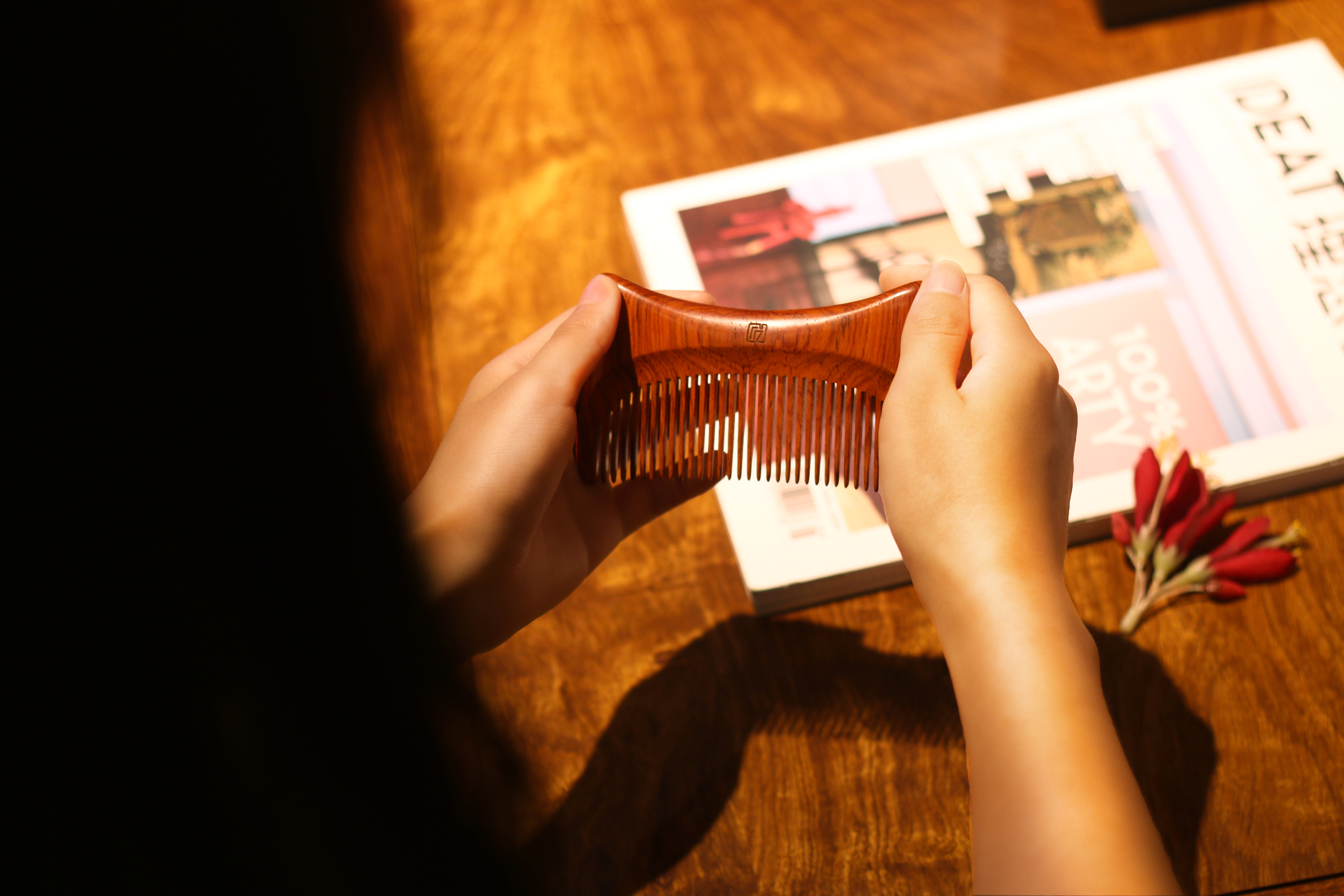 Cultural creation，original，Pet meow comb，Craftsmanship，Mahogany，comb，New Chinese style，National style，