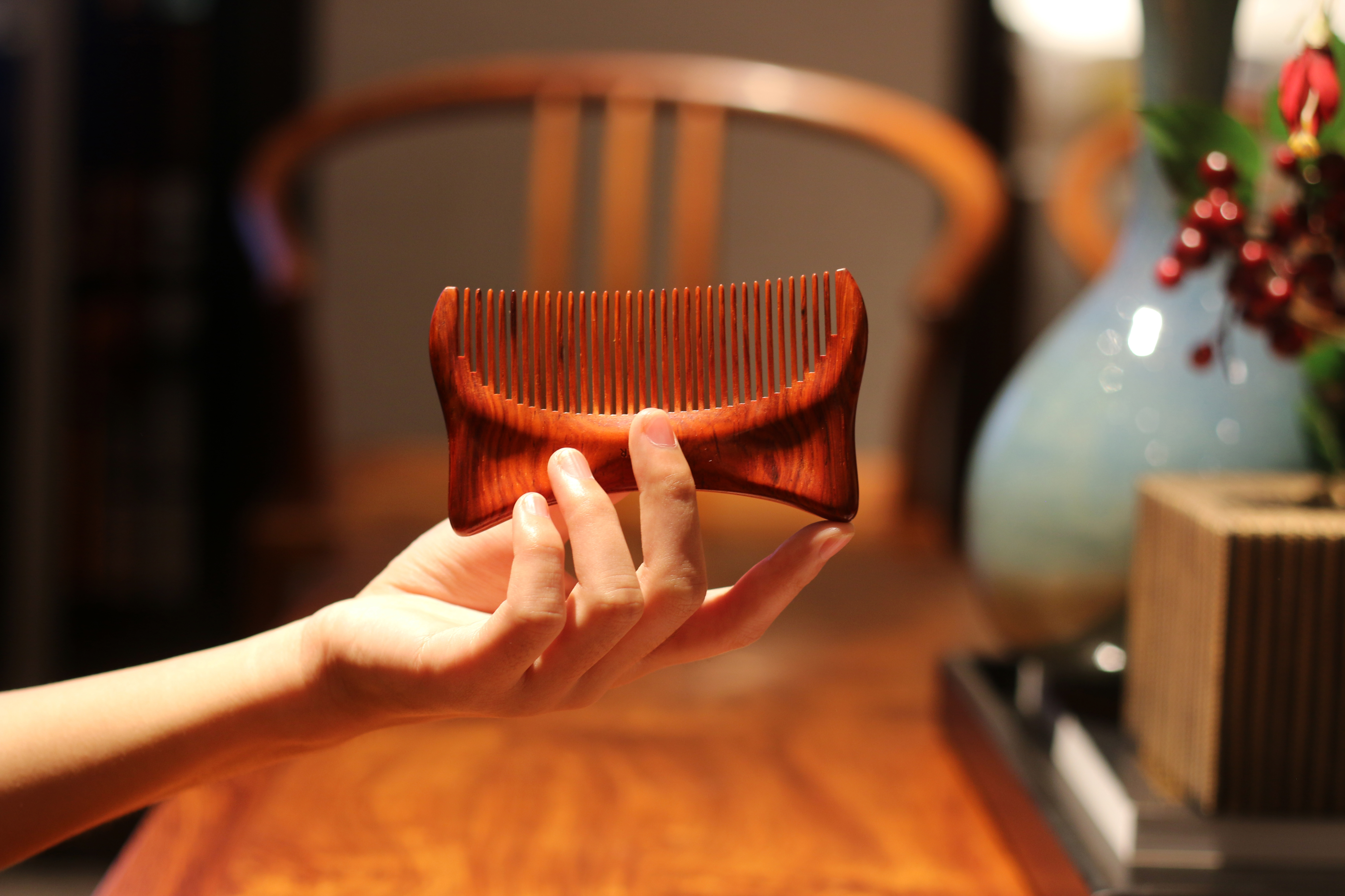 Cultural creation，original，Pet meow comb，Craftsmanship，Mahogany，comb，New Chinese style，National style，