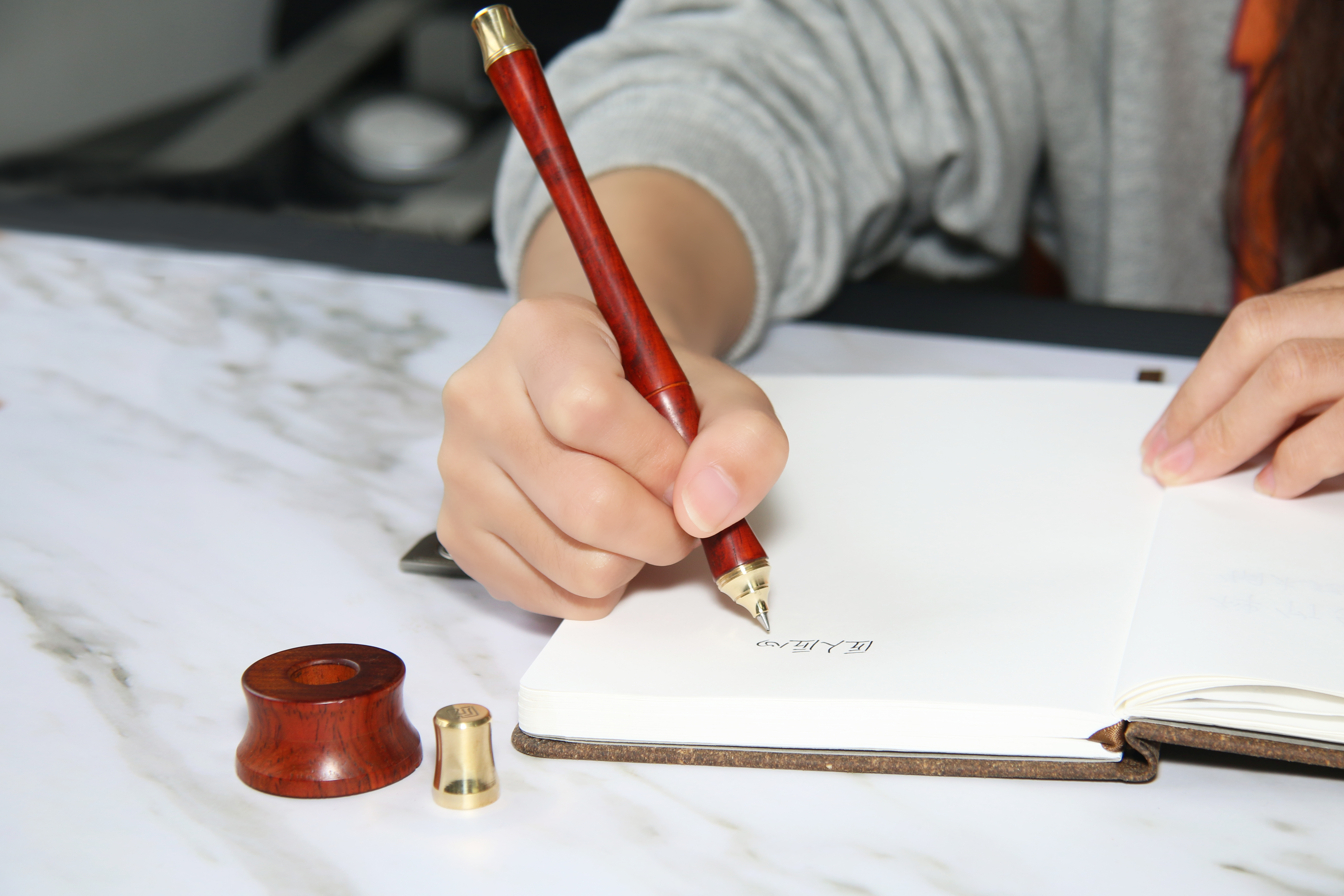 brass，Mahogany，Craftsman，Cultural creation，original，Stationery，pen，National style，