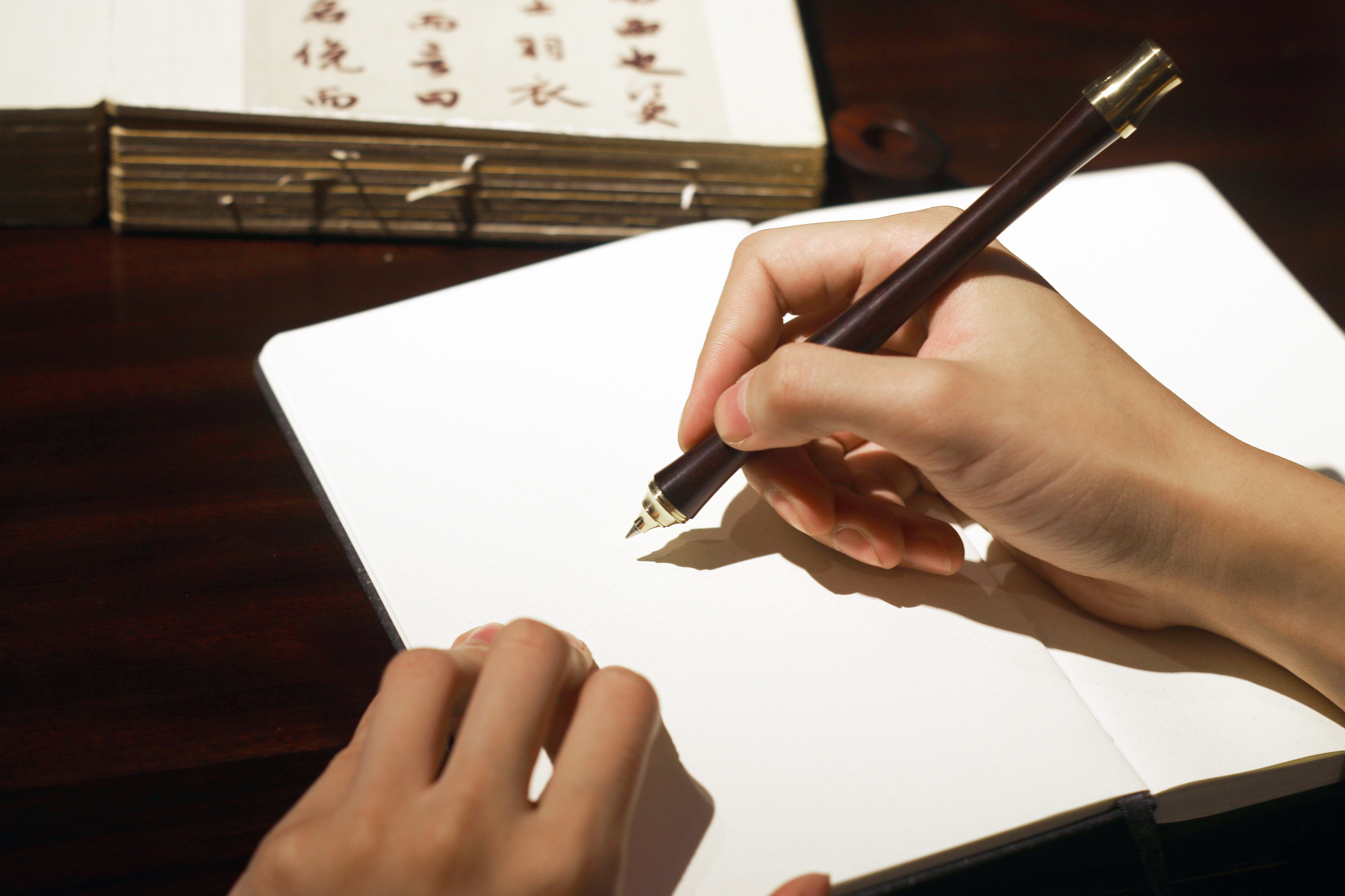 brass，Mahogany，Craftsman，Cultural creation，original，Stationery，pen，National style，