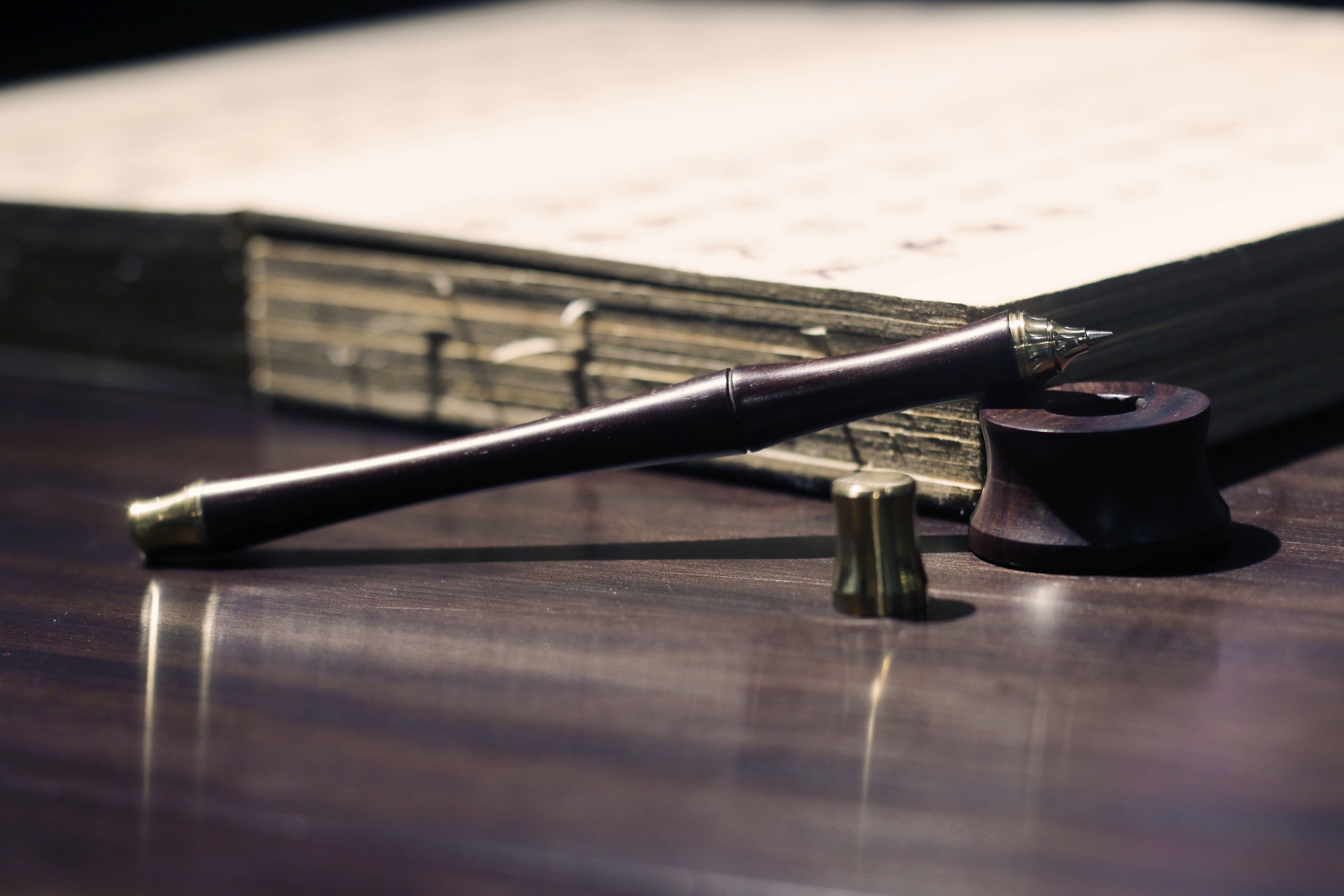 brass，Mahogany，Craftsman，Cultural creation，original，Stationery，pen，National style，