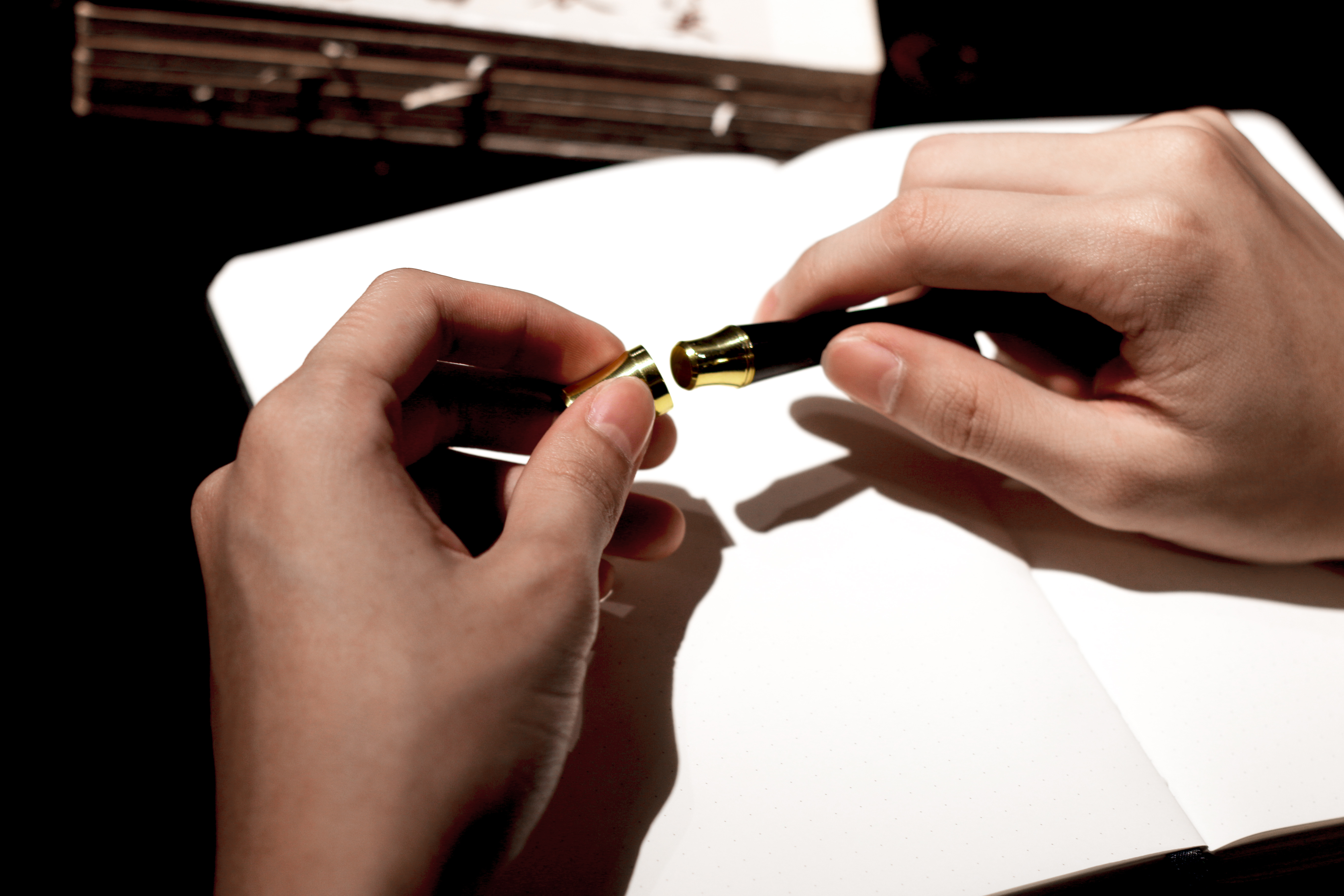 brass，Mahogany，Craftsman，Cultural creation，original，Stationery，pen，National style，