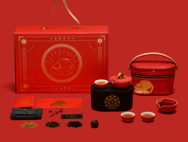 GROTTO，Gele，tea，Gift box，National treasure，Cultural Relic，German red dot，ceramics，still life，Chinese Red，new year，as，tea set，prodigy ，the Imperial Palace，Poxi，