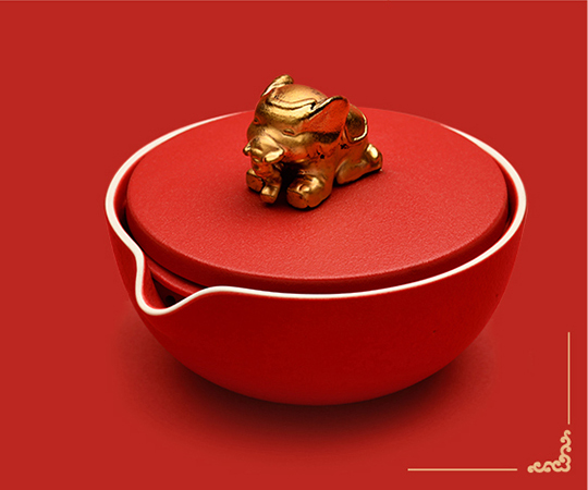 GROTTO，Gele，tea，Gift box，National treasure，Cultural Relic，German red dot，ceramics，still life，Chinese Red，new year，as，tea set，prodigy ，the Imperial Palace，Poxi，