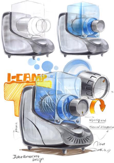 Hand drawn industrial product design，sketch，i-camp，product，