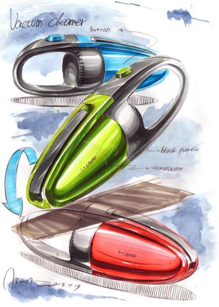 Hand drawn industrial product design，sketch，i-camp，product，