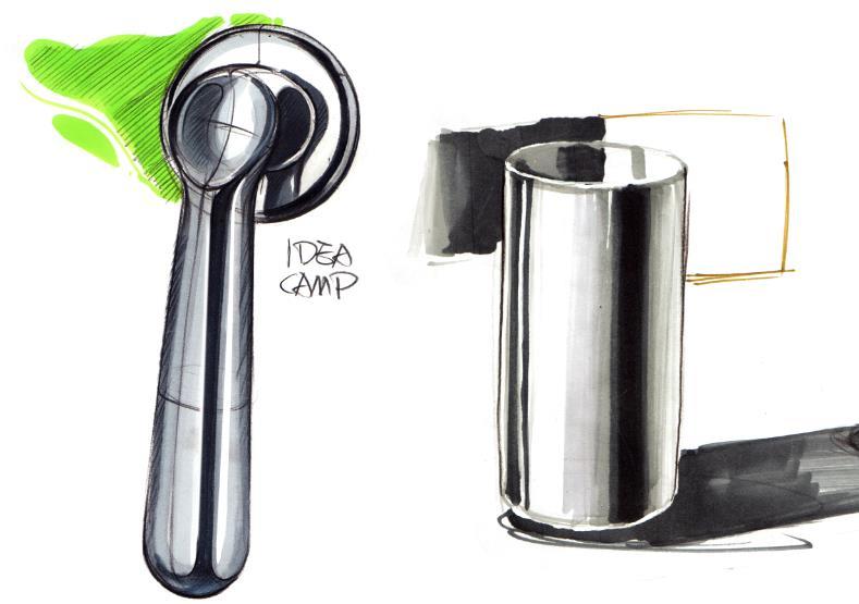 Hand drawn industrial product design，sketch，i-camp，product，