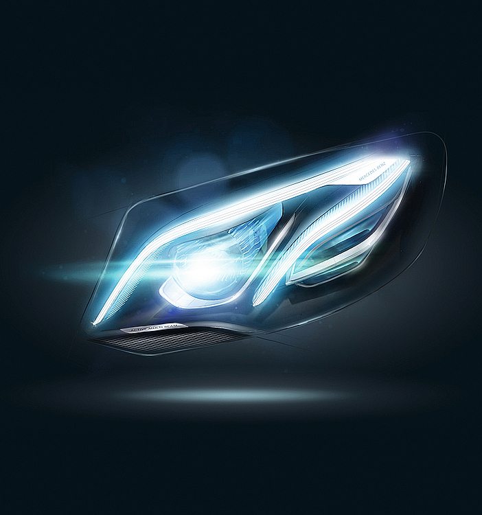 2016 red dot award，LED Headlamp，Benz，spotlight，The headlamps，front of a building，