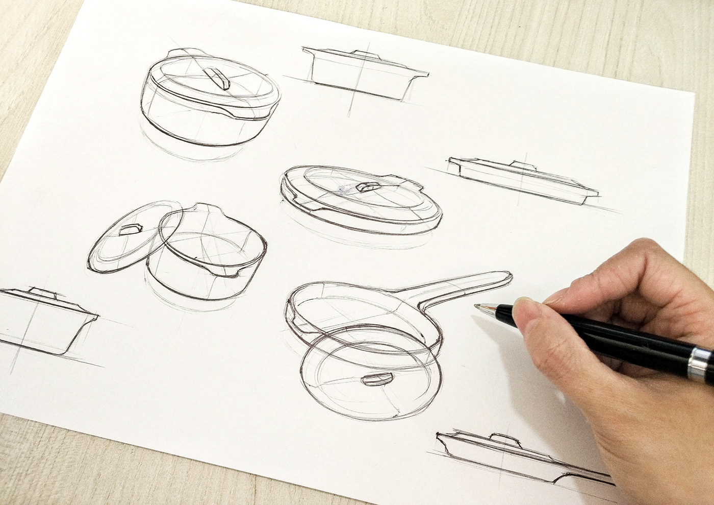 Pot group，ALUMINIUM，kitchen，Pan，Cast aluminum，Render，