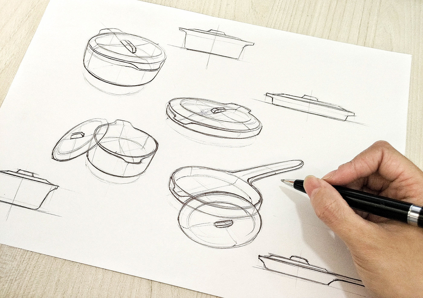 Pot group，ALUMINIUM，kitchen，Pan，Cast aluminum，Render，
