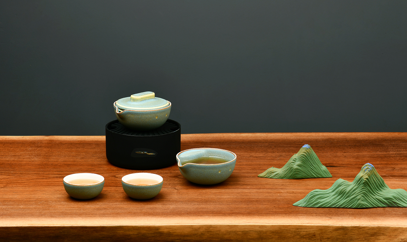 Poxi，prodigy ，tea set，the Imperial Palace，tea，Cultural Relic，National treasure，German red dot，Ceramic glaze，landscape，Thousands of miles of rivers and mountains，landscape，ceramics，still life，travel，