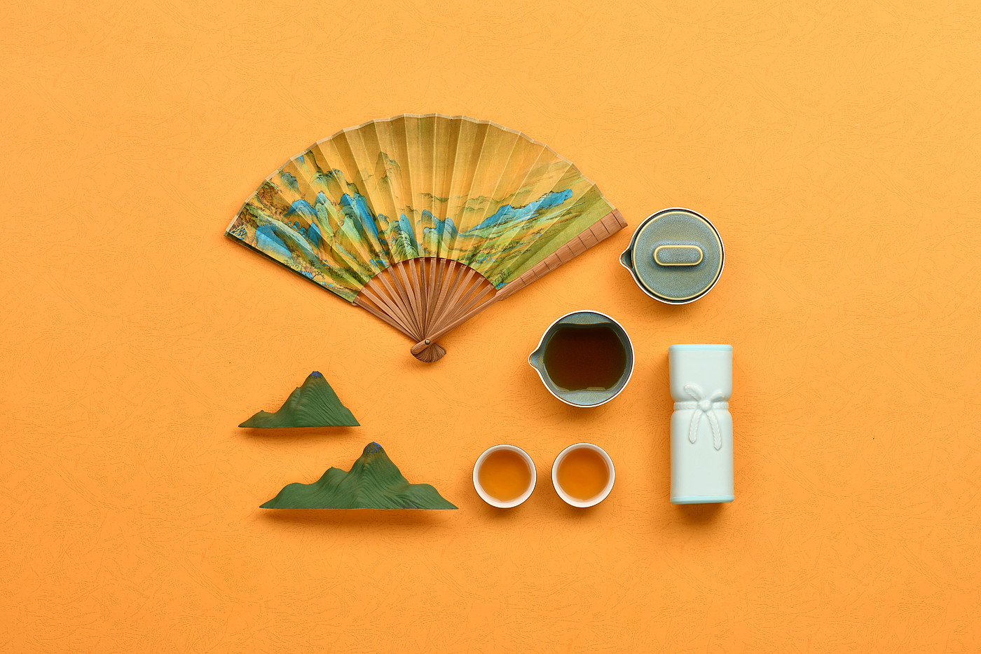 Poxi，prodigy ，tea set，the Imperial Palace，tea，Cultural Relic，National treasure，German red dot，Ceramic glaze，landscape，Thousands of miles of rivers and mountains，landscape，ceramics，still life，travel，