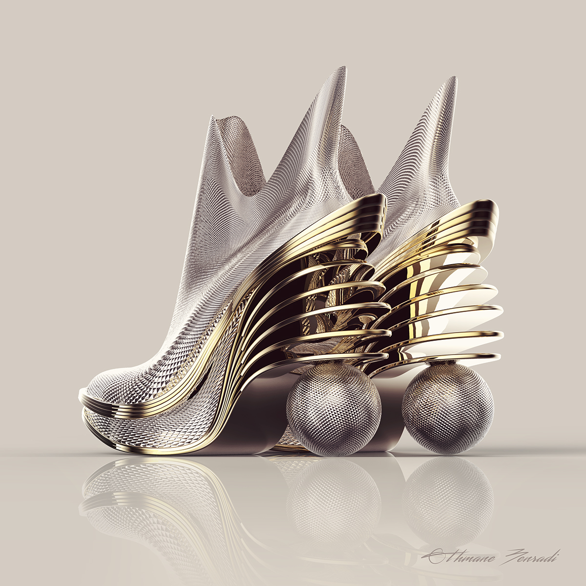 Metal，Sculpture，shoes，fashion，