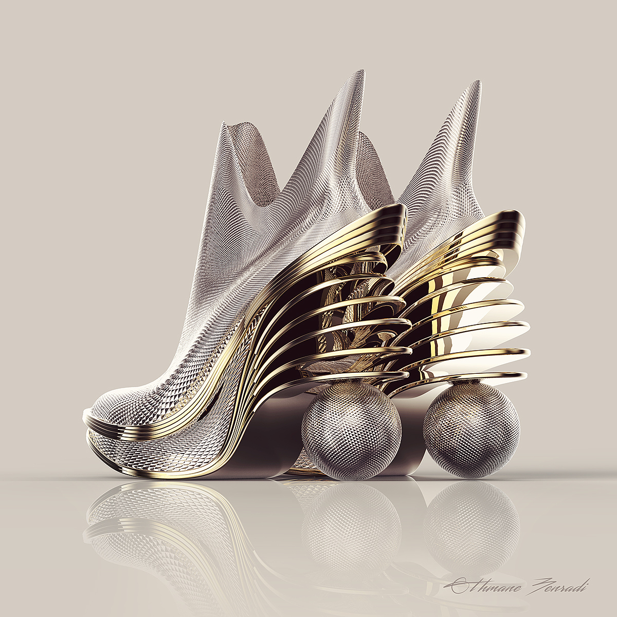 Metal，Sculpture，shoes，fashion，