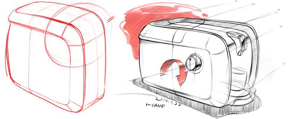 i-camp，Hand drawn industrial product design，industrial design，sketch，Digital plate，