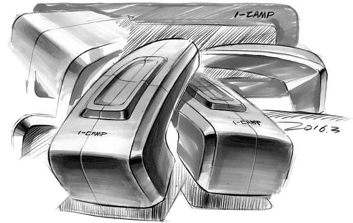 i-camp，Hand drawn industrial product design，industrial design，sketch，Digital plate，