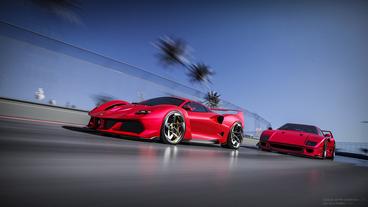 Rendering，vehicle，F40 Tribute，Ferrari，