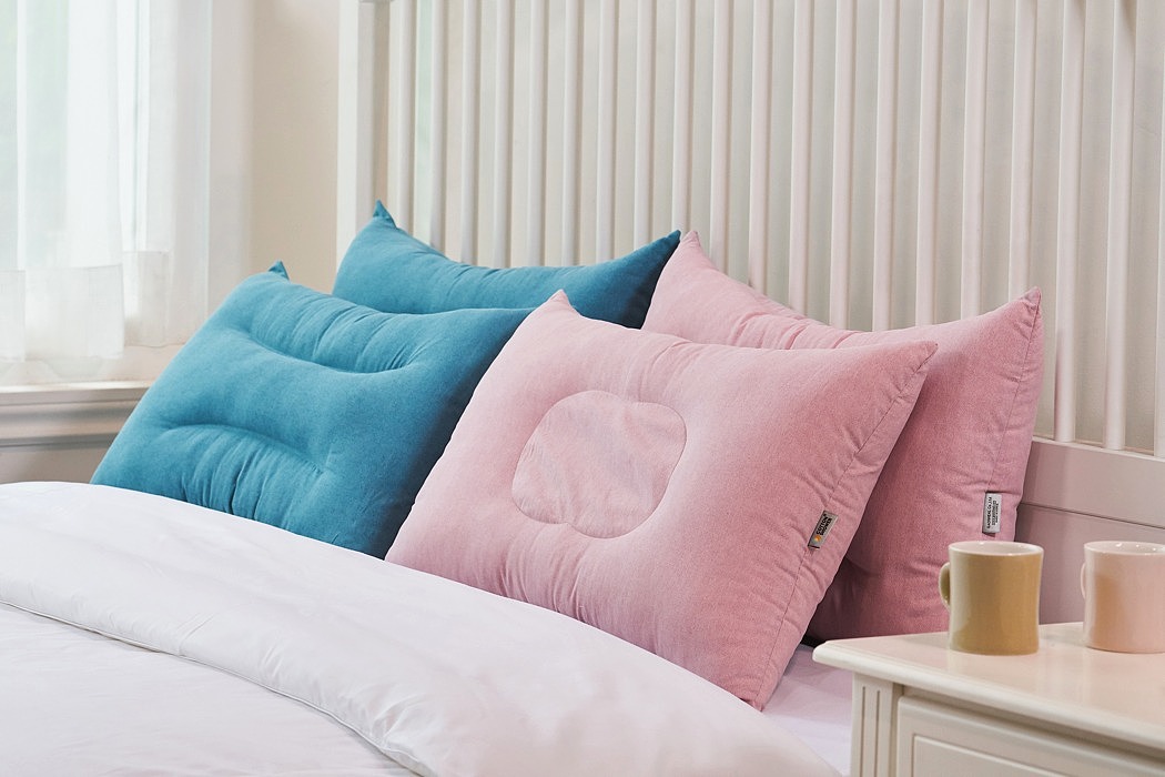 粉色，蓝色，短纤维聚酯，硅酮涂层的聚酯纤维，枕头，4 in 1 multi-st，Sang Hyuk Lee，家居，水洗，