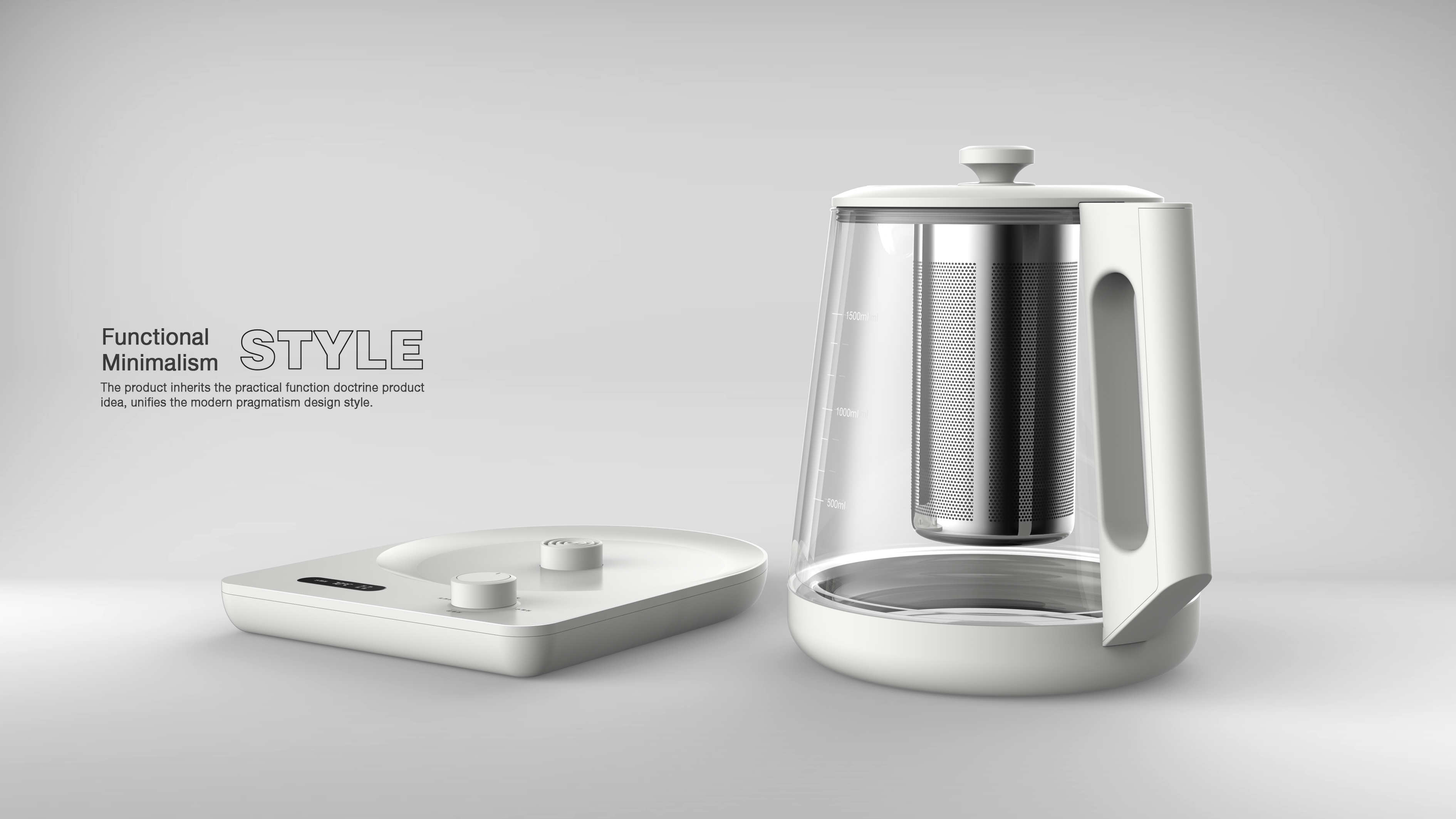 Home appliance design, hot kettle design, minimalism，