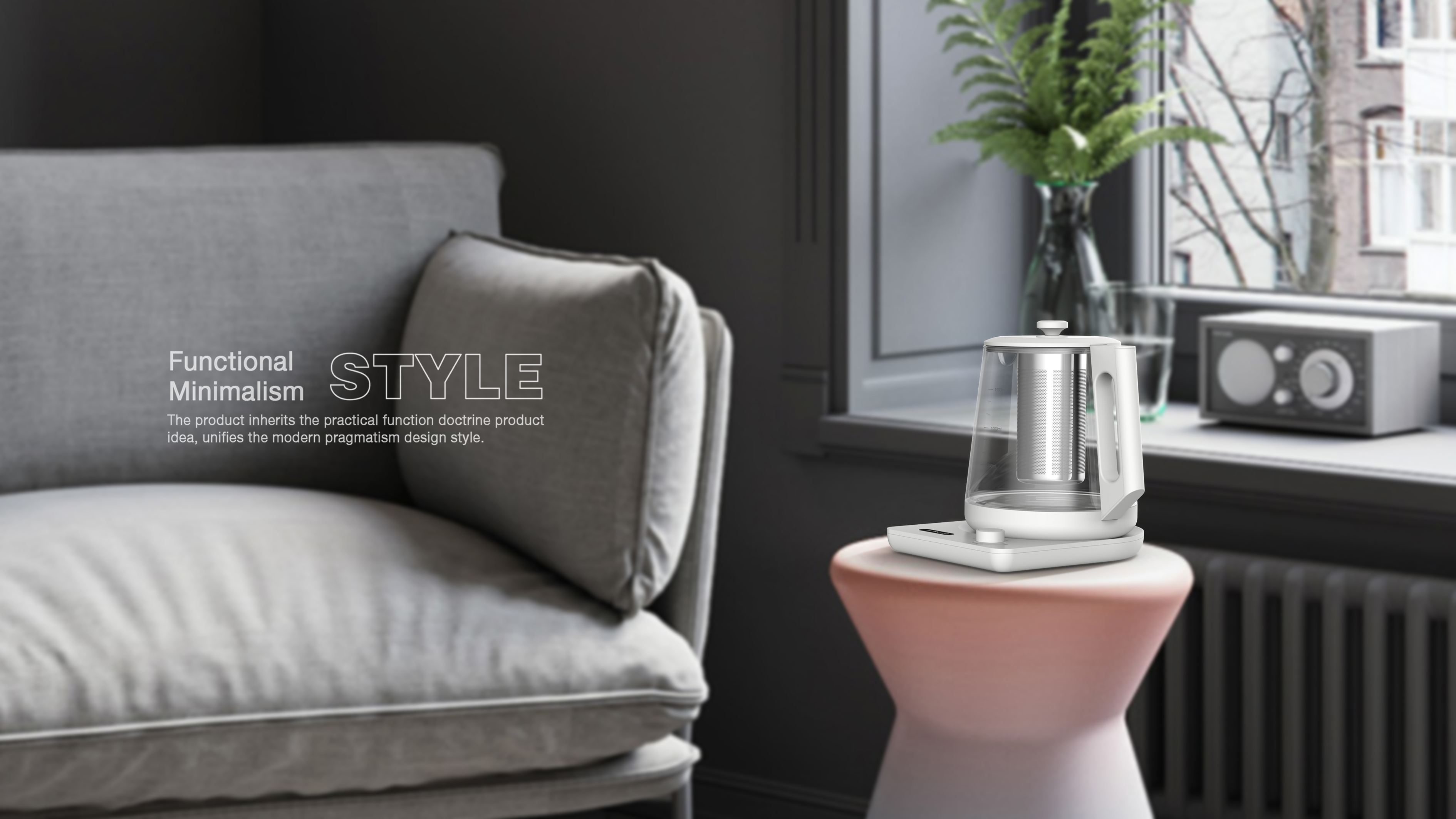 Home appliance design, hot kettle design, minimalism，