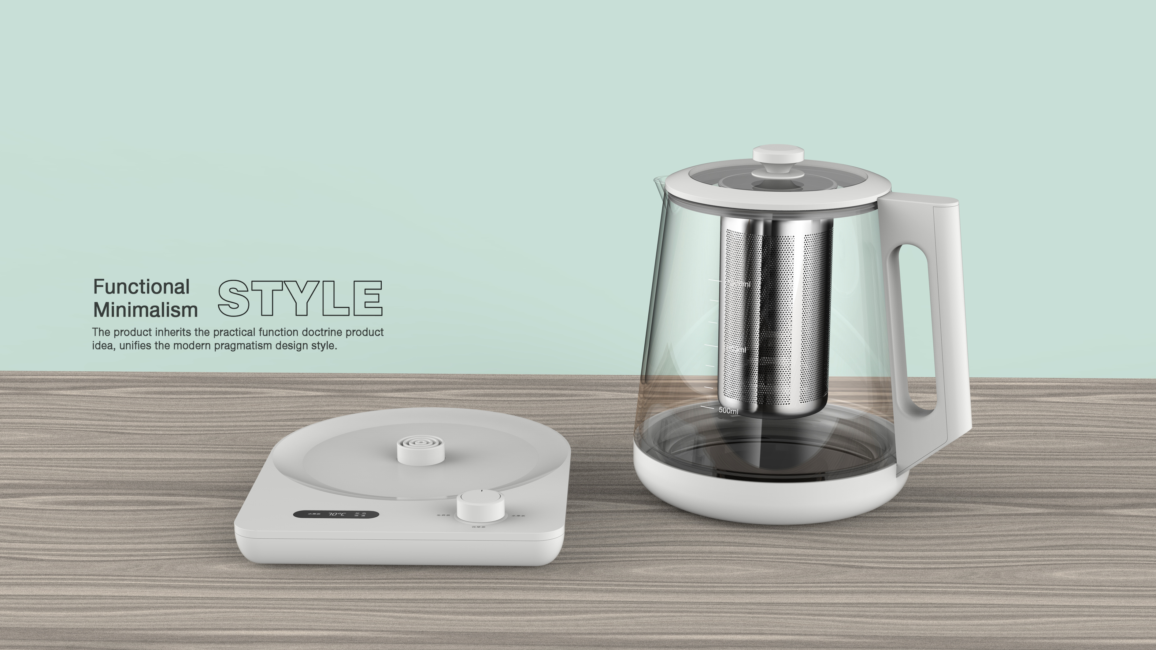 Home appliance design, hot kettle design, minimalism，