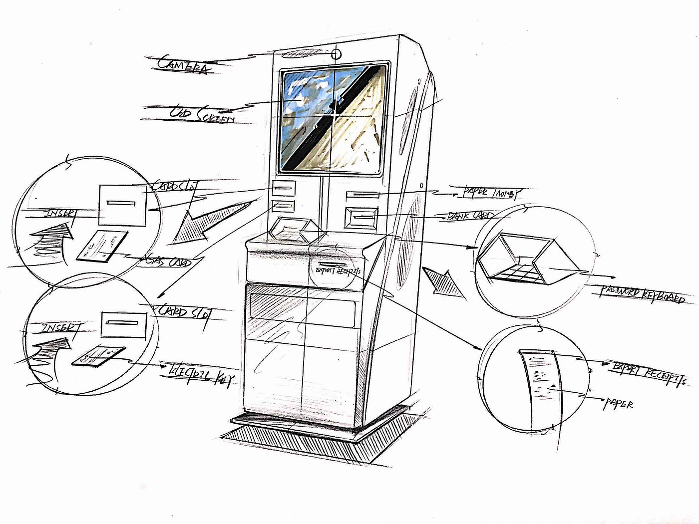 product design，industrial design，Hand drawn，Colored lead，