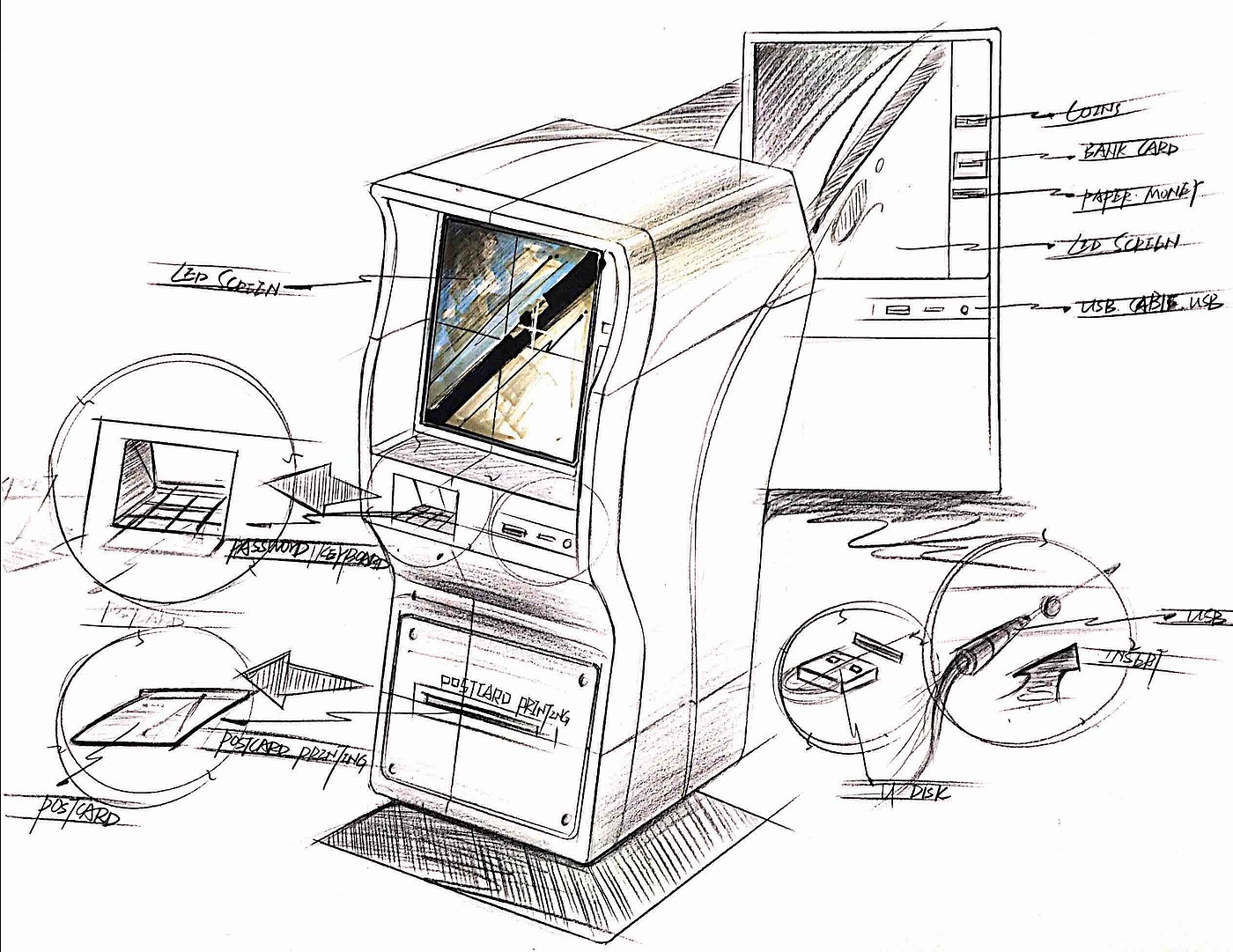 product design，industrial design，Hand drawn，Colored lead，