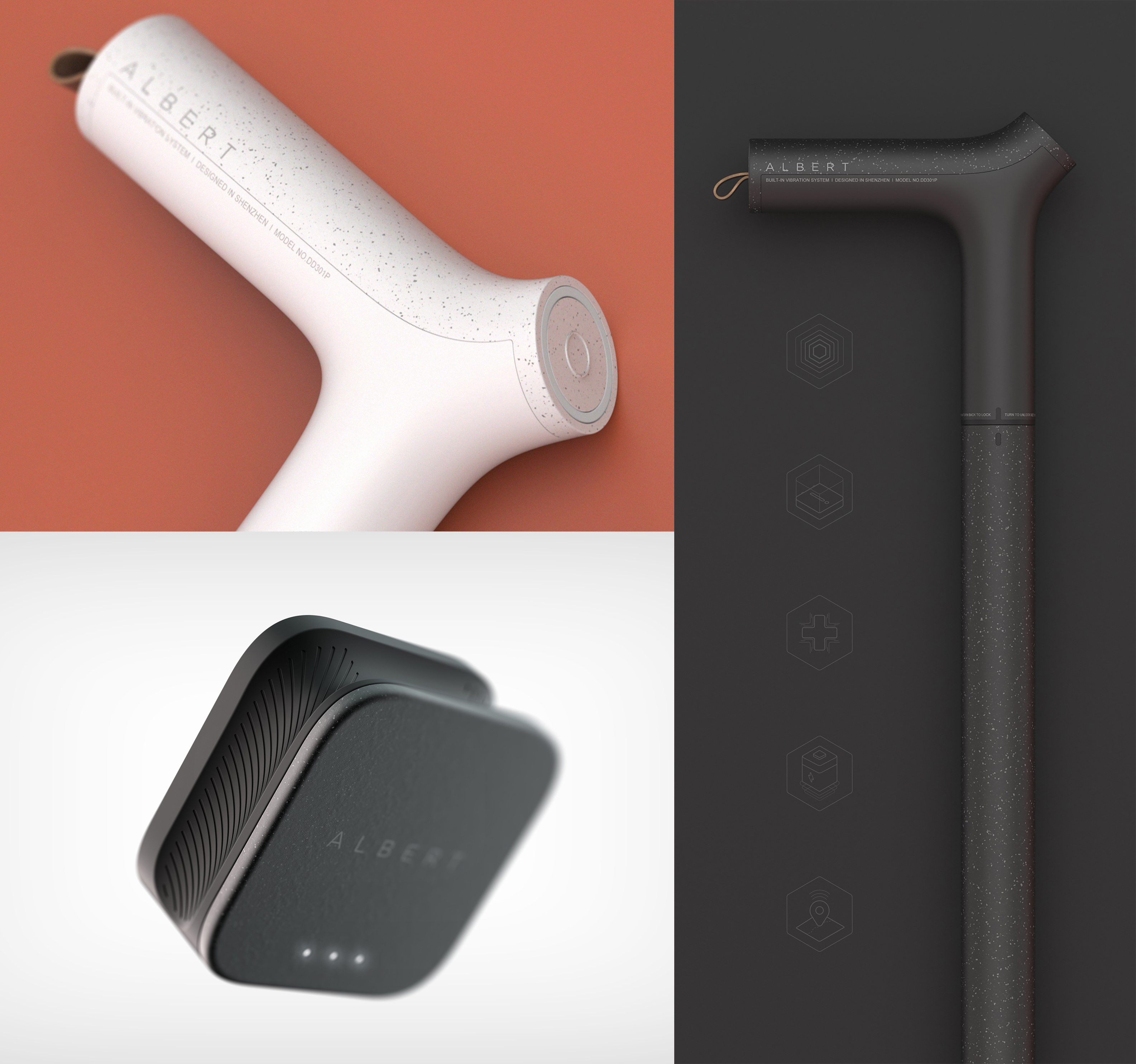 Zhang Xinjun，Zhang，Mike，Charles，Leo，Maingon，Baptiste，Beynel，Antoine，Parkinson，health，healthy，medical care，medical，stick，walking，Cane，Mio，Albert，international，cmf，Tactile sensation，shock，product，Shenzhen，Walking stick，move，walk，get some action，Parkinson，a cane，Albert ，intelligence，Youming design，Mingyou，