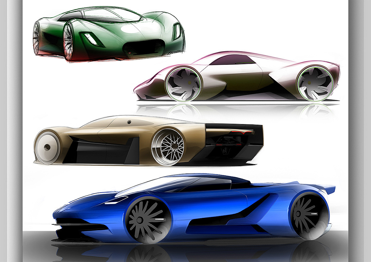 Hand drawn，automobile，product design，industrial design，sample reels，