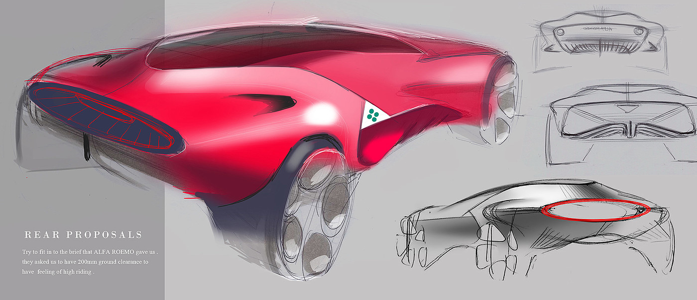 industrial design，Sports car，vehicle，alfa romeo ，